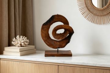 Picture of 650-044 Abstract Solid Teak Wood G Decorative Sculpture (30cmx44cm)