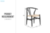 Picture of 49x57x75 WISHBONE Solid Beech Wood Y Replica Chair (Black Frame-Beige Seat) - Each