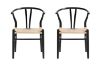 Picture of WISHBONE Solid Beech Wood Y Replica Chair (Black Frame-Beige Seat) - 2 Chairs in 1 Carton