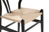 Picture of WISHBONE Solid Beech Wood Y Replica Chair (Black Frame-Beige Seat) - 49x57x75  