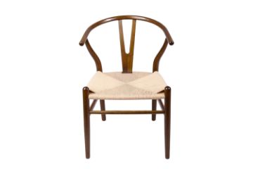 Picture of WISHBONE Solid Beech Wood Y Replica Chair (Walnut Frame-Beige Seat) - 49x57x75