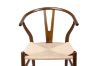 Picture of WISHBONE Solid Beech Wood Y Replica Chair (Walnut Frame-Beige Seat) - 2 Chairs in 1 Carton