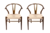 Picture of 49x57x75 WISHBONE Solid Beech Wood Y Replica Chair (Walnut Frame-Beige Seat) - 2 Chairs in 1 Carton