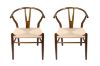 Picture of WISHBONE Solid Beech Wood Y Replica Chair (Walnut Frame-Beige Seat) - 2 Chairs in 1 Carton