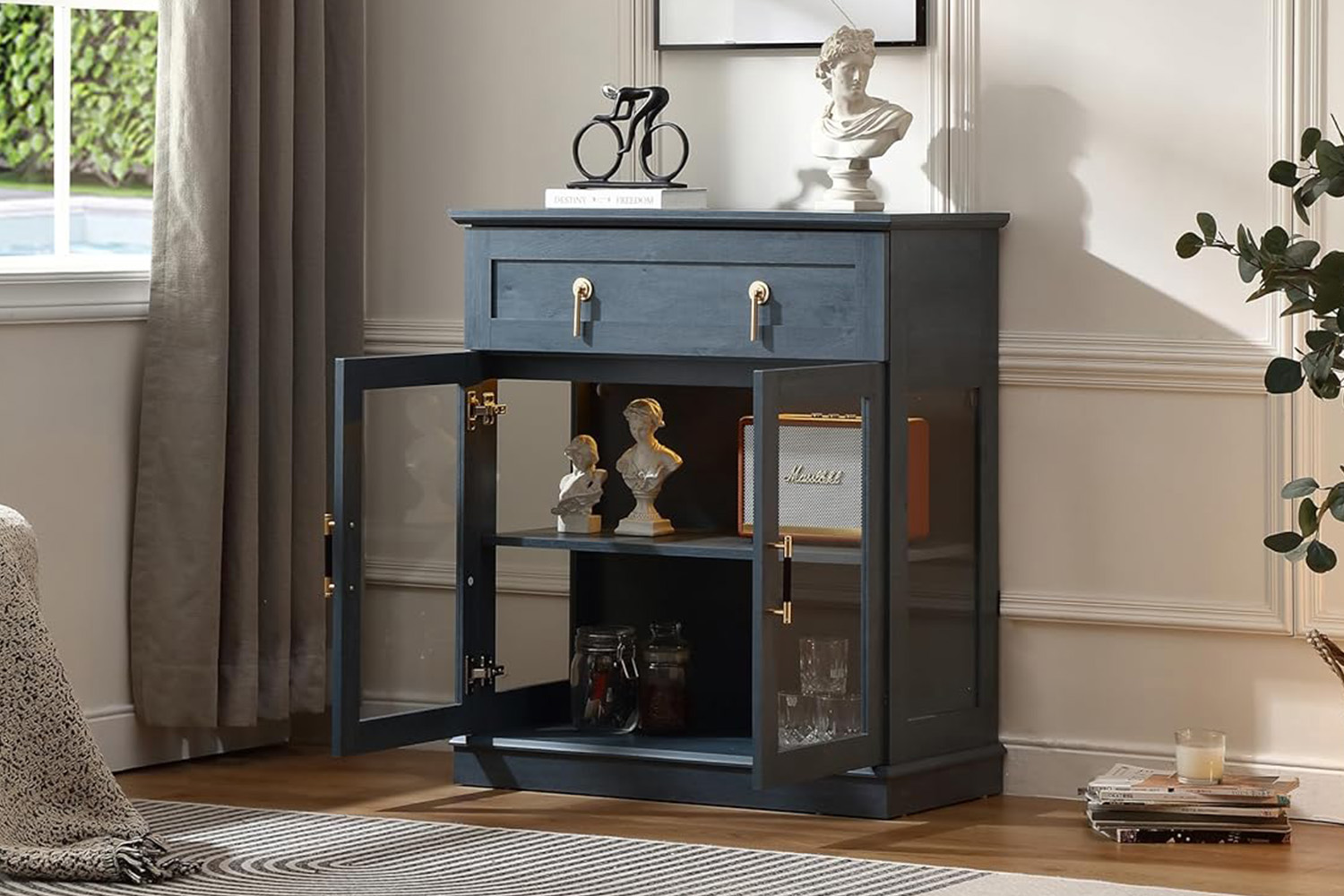 VANTA 2-Door 1-Drawer Storage Cabinet with LED Lighting