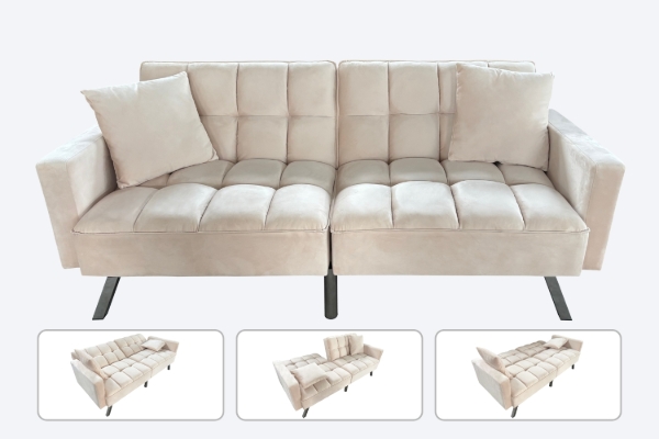 Picture of LUMI Convertible Sofa Bed with Adjustable Split-Back (Beige)