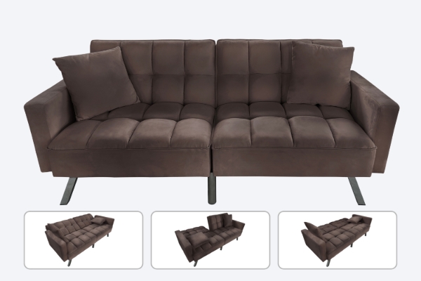 Picture of LUMI Convertible Sofa Bed with Adjustable Split-Back (Brown)