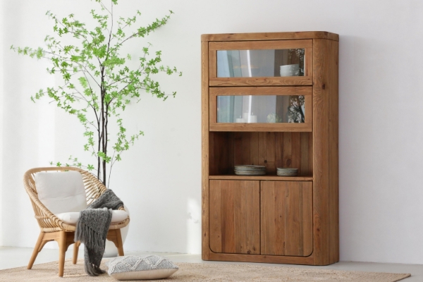 Picture of LUMBER 110x185cm Reclaimed Pine Wood Display Storage Cabinet