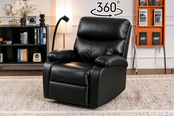 Picture of NUVIA 360° Swivel Manual Recliner Lounge Chair with Mobile Holder (Black)
