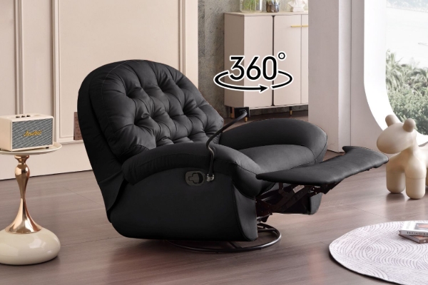 Picture of SANO 360° Swivel Manual Recliner Lounge Chair with Mobile Holder (Black)