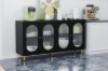 Picture of FIVEN 4-Door Arched Fluted Glass Buffet/Storage Cabinet (Black)