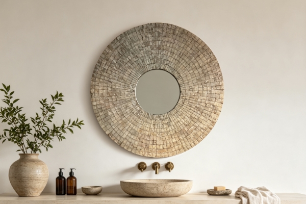 Picture of WOMACK Round Capiz Shell Wall Mirror (120x120cm)