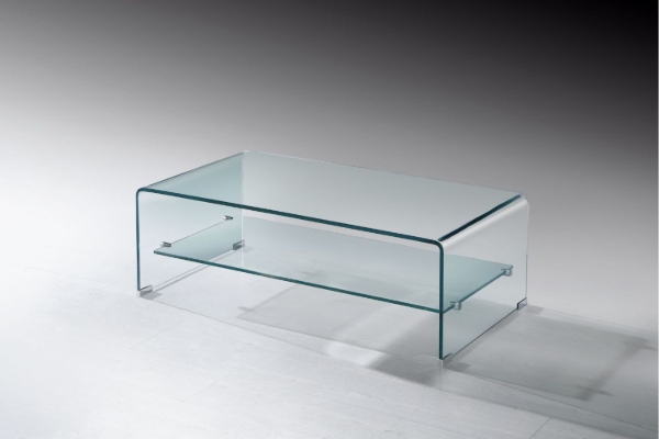 Picture of [FLOOR MODEL CLEARANCE]MURANO 110 Bent Glass Coffee Table with Shelf
