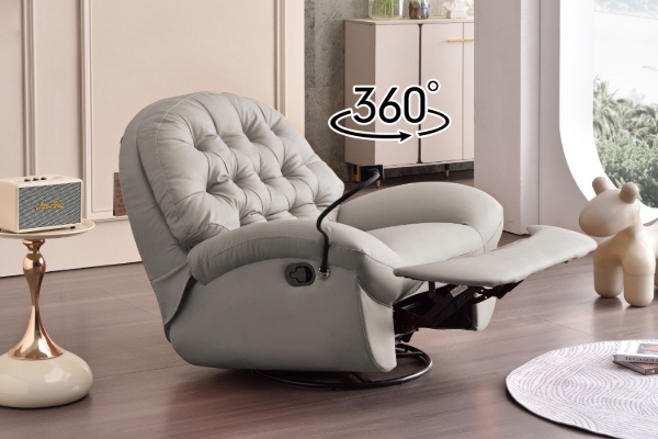 Picture of [FLOOR MODEL CLEARANCE] SANO 360° Swivel Manual Recliner Lounge Chair with Mobile Holder (Beige)