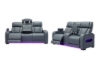 Picture of VOLT Air Leather Dual Motor Power Reclining Sofa Range with Cup Holders & Storage & USB Port & Wireless Charging & LED Lighting (Grey)