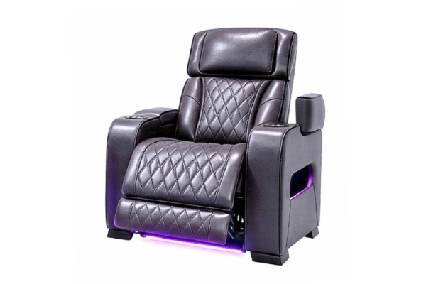 Picture of VOLT Air Leather Dual Motor Power Reclining Sofa Range (Brown) - 1 Seat with Cup Holders & Storage & USB Port & LED Lighting (1R)