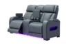 Picture of VOLT Air Leather Dual Motor Power Reclining Sofa Range (Grey) - 2 Seat with Console & Cup Holders & Storage & USB Port & LED Lighting (2RRC)