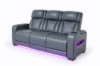 Picture of VOLT Air Leather Dual Motor Power Reclining Sofa Range (Grey) - 3 Seat with Drop-Down Console & Reading Light & Wireless Charging & Cup Holders & Storage & USB Port & LED Lighting (3RRC)
