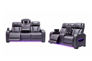 Picture of VOLT Air Leather Dual Motor Power Reclining Sofa Range (Brown) - 3RRC+2RRC Sofa Set