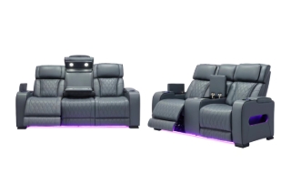 Picture of VOLT Air Leather Dual Motor Power Reclining Sofa Range (Grey) - 3RRC+2RRC Sofa Set