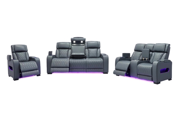 Picture of VOLT Air Leather Dual Motor Power Reclining Sofa Range (Grey) - 3RRC+2RRC+1R Sofa Set