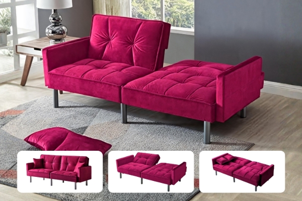 Picture of MILA Convertible Sofa Bed with Adjustable Split-Back (Fuchsia)