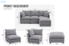 Picture of MELLOW Modular Sectional Sofa Range (Grey) - 4PC Combo Set (LAF Armchair + Armless + RAF Armchair + Ottoman)