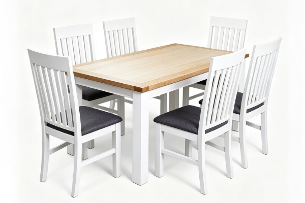 Picture of BRAMPTON 180 7PC Solid Wood Dining Set with Fabric Seat Chairs