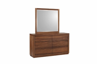 Picture of WALNOVA 6-Drawer Solid Walnut Veneer Dresser With Mirror