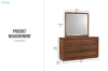 Picture of WALNOVA 6-Drawer Solid Walnut Veneer Dresser With Mirror