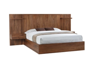 Picture of WALNOVA Solid Walnut Veneer Bedroom Combo Set with Side Pier in Queen Size - 3PC Combo