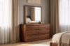 Picture of WALNOVA 6-Drawer Solid Walnut Veneer Dresser With Mirror