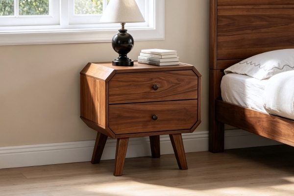 Picture of WALCOTT 2-Drawer Solid Walnut Veneer Bedside Table