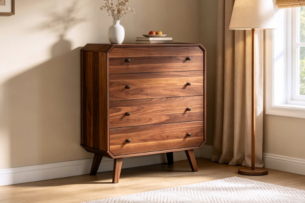 Picture of WALCOTT 4-Drawer Solid Walnut Veneer Tallboy