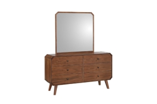 Picture of WALCOTT 6-Drawer Solid Walnut Veneer Dresser with Mirrorr