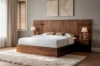 Picture of WALNOVA  Solid Walnut Veneer Bed Frame with Bedside Tables & Side Pier Set in Queen Size