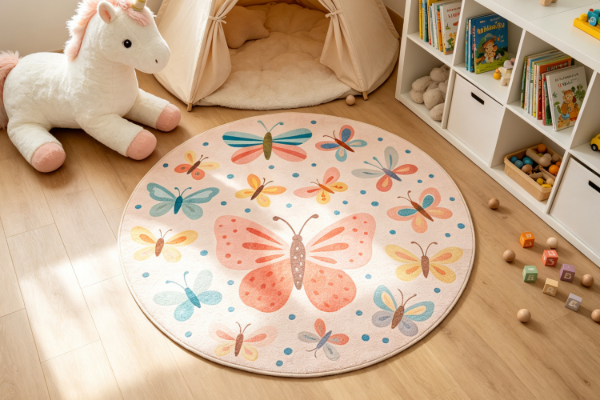 Picture of FABLE D100 Cartoon Washable Rug (Butterfly Print)