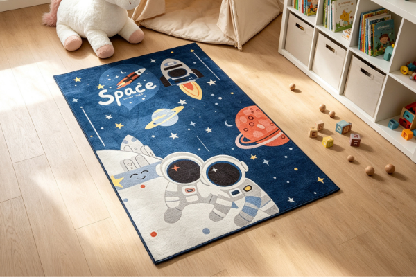 Picture of FABLE 150x100 Cartoon Washable Rug (Space Print)
