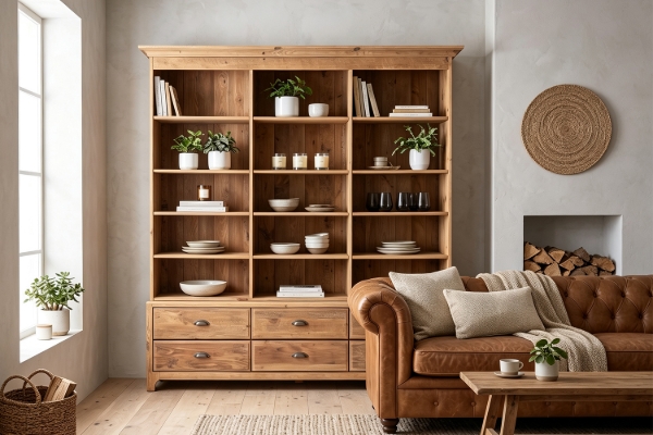 Picture of ELDEN Reclaimed Pine Wood Bookcase/Display Shelf Cabinet