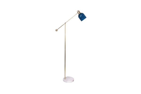 Picture of BELL185 Glass & Metal Floor Lamp with Marble Base & Adjustable Arm and Shade