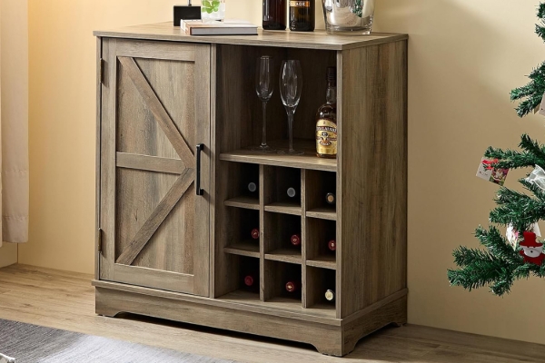 Picture of [FLOOR MODEL CLEARANCE] KENZO 80 One-Door Storage Wine Cabinet/Buffet(Grey)