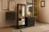 Picture of RIDHELINE Genuine Wood Veneer 3-Drawer Dresser with Mirror with 5-Tier Internal Shelf