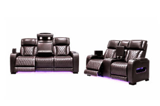 Picture of VOLT Air Leather Dual Motor Power Reclining Sofa Range (Brown) - 3RRC+2RRC Sofa Set