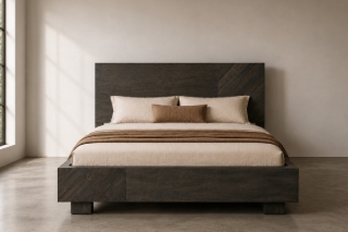 Picture of RIDHELINE Genuine Wood Veneer Bed Frame - King Size