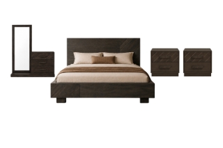 Picture of RIDHELINE Genuine Wood Veneer Bedroom Combo Set - 5PC Queen