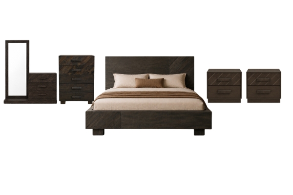 Picture of RIDHELINE Genuine Wood Veneer Bedroom Combo Set - 6PC Queen