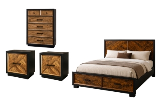 Picture of HERRINGBONE Genuine Wood Veneer Bedroom Combo - 4PC King Size