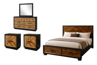 Picture of HERRINGBONE Genuine Wood Veneer Bedroom Combo - 5PC King Size