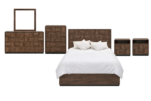 Picture of MERIDIAN 4PC/5PC/6PC Bedroom Combo Set in Queen Size with 3D Panel Design