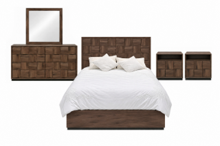 Picture of MERIDIAN Bedroom Combo Set in Queen Size with 3D Panel Design - 5PC Combo